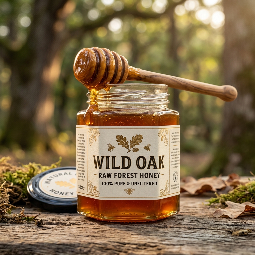 Raw Wild Forest Honey Glass Bottle